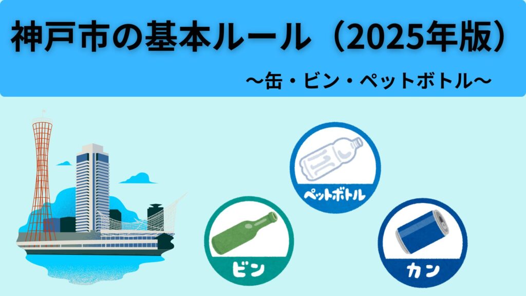 神戸市の缶・ビン・ペットボトルの基本ルール（2025年版）を示すイメージ画像