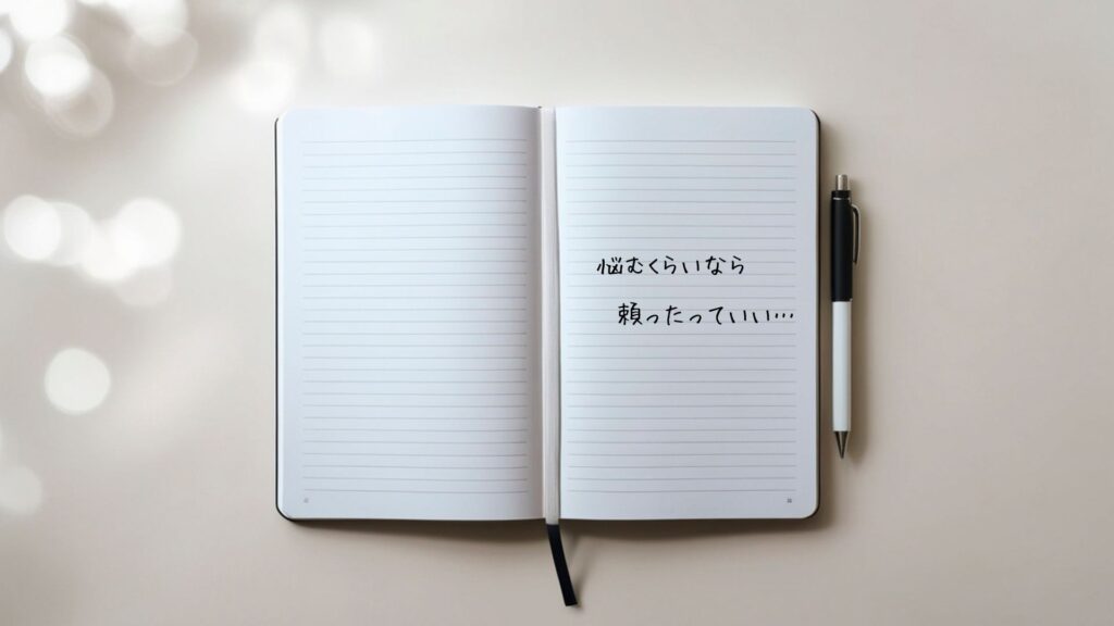 まとめ
ノートに
悩むくらいなら
頼ったっていい…
と書かれている。