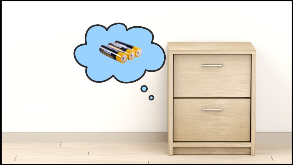 収納箱の中に電池が眠っている様子